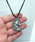 Vintage Pewter Horse Pendant Necklace Silver Costume Jewellery Jewelry