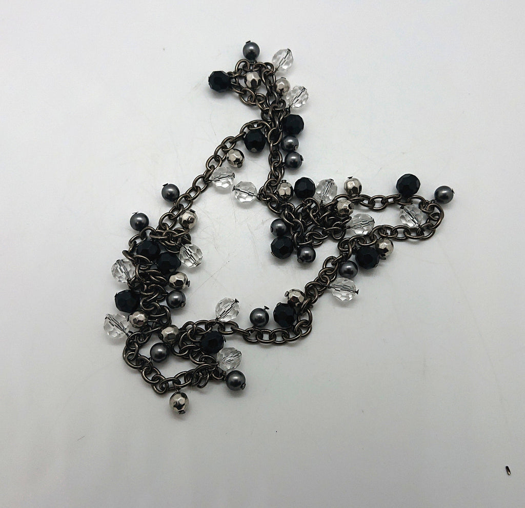 Vintage Chain Necklace Long Diamond Rhinestone Silver Link Chain Costume Jewellery Jewelry