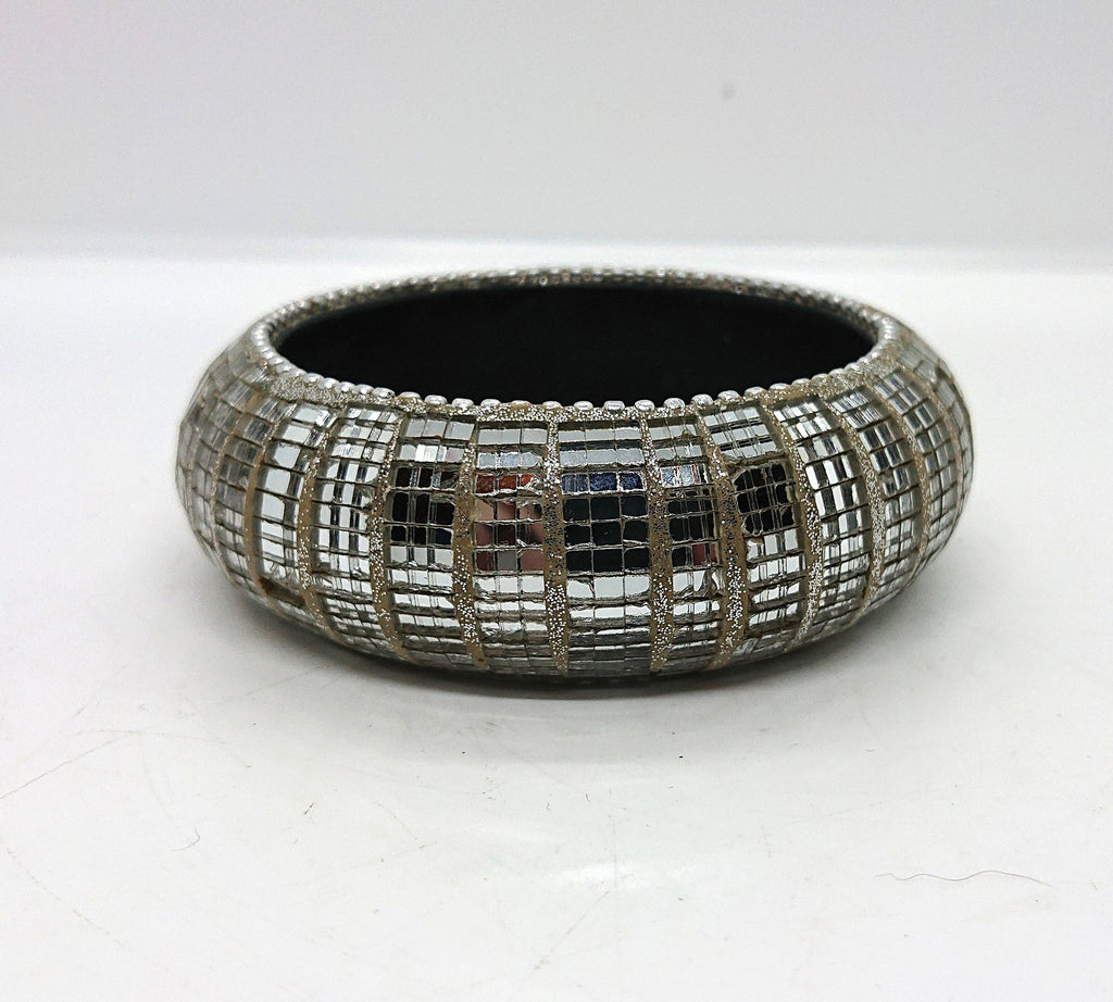 Vintage Art Glass Chunky Bangle - Silver Glamour Statement Bracelet