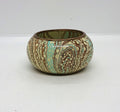 Vintage Chunky Metal Bangle, Blue White Marbled Effect