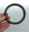 Vintage Mesh Silver Tone Bangle - 1970s Punk Industrial Jewelry