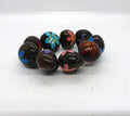 Vintage Wooden Chunky Floral Heart Link Bangle Boho Bohemian Beaded Natural Wood Costume Jewellery Jewelry Hippie