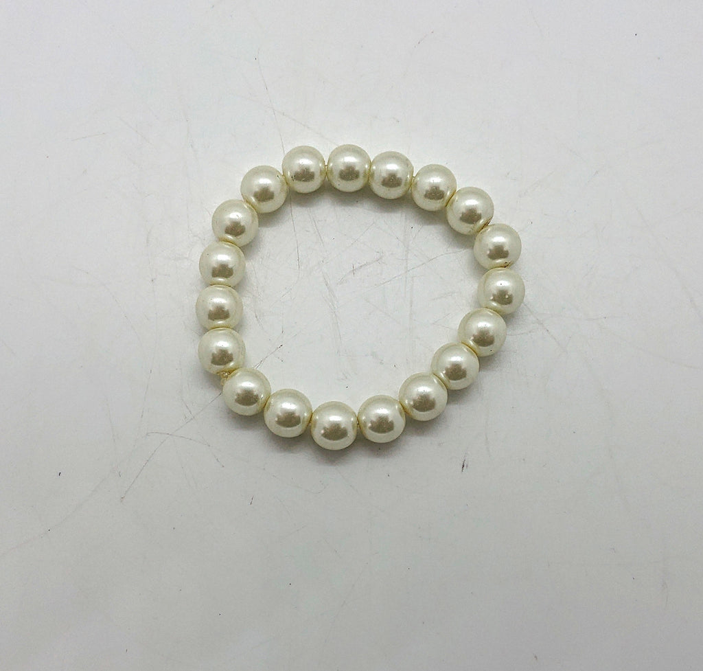 Vintage Faux Pearl Stretch Bracelet, Thick Champagne Pearls