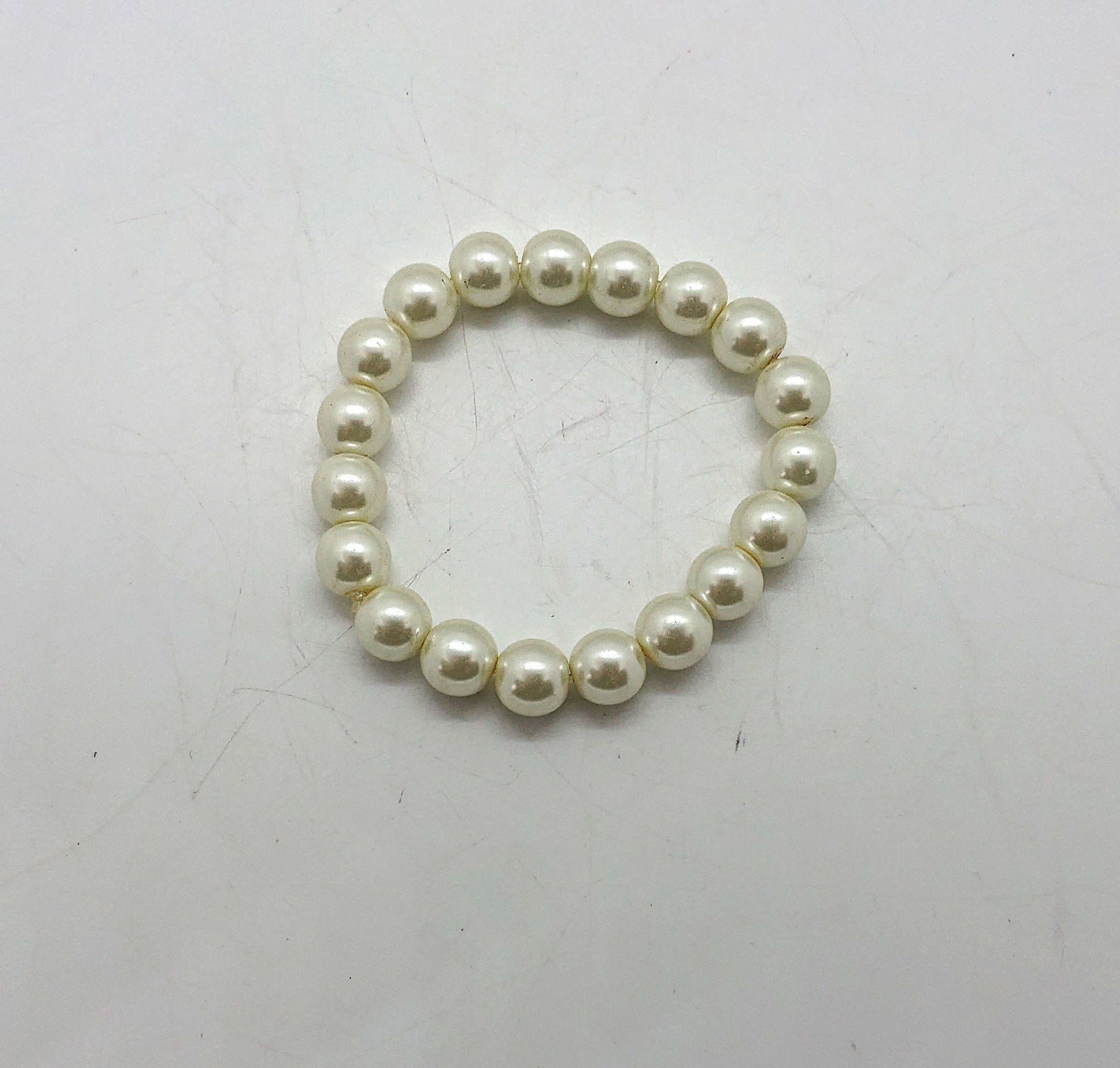 Vintage Faux Pearl Stretch Bracelet, Thick Champagne Pearls