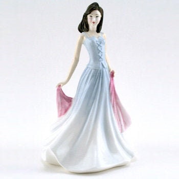 Isabel HN3716  Royal Doulton Figurine Vintage Bone China Lady Figurine, Collectable Porcelain Lady by Valerie Annand Blue and Pink Dress