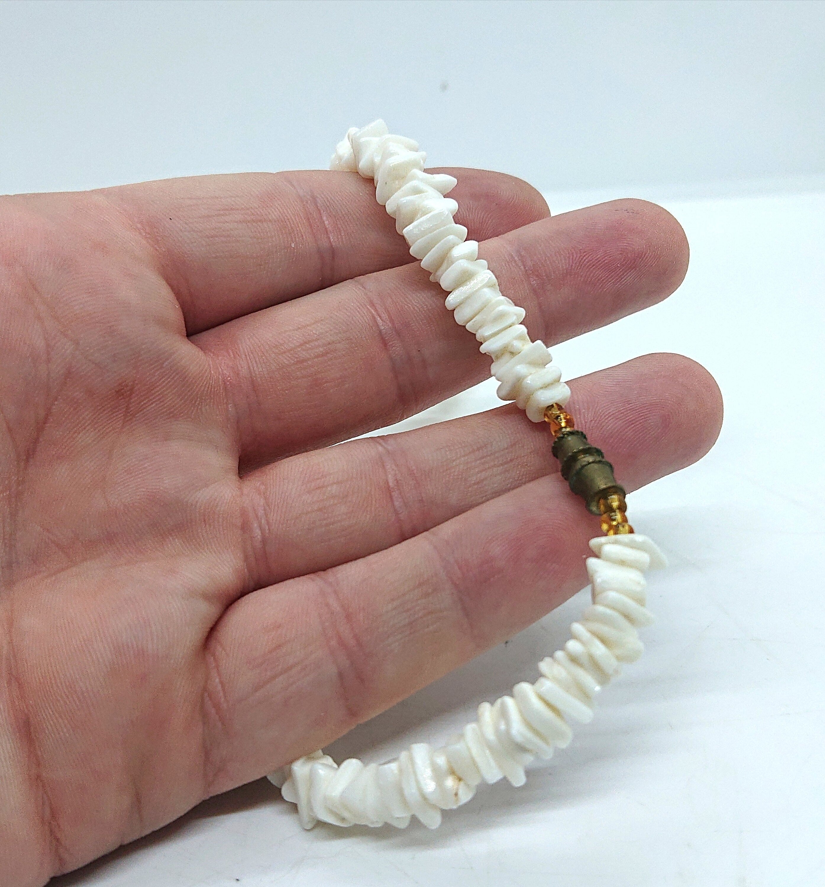 Vintage Puka Shell Necklace, Pastel Pink Coral, 1960s Beach Jewelry