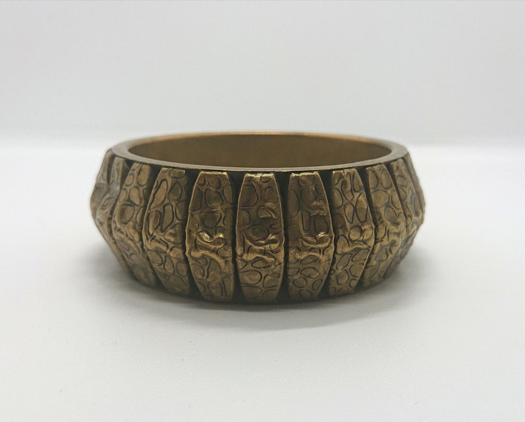 Vintage Gold Bangle Chunky Metal Gold Print Bangle oversized Bracelet Costume Jewellery Jewelry