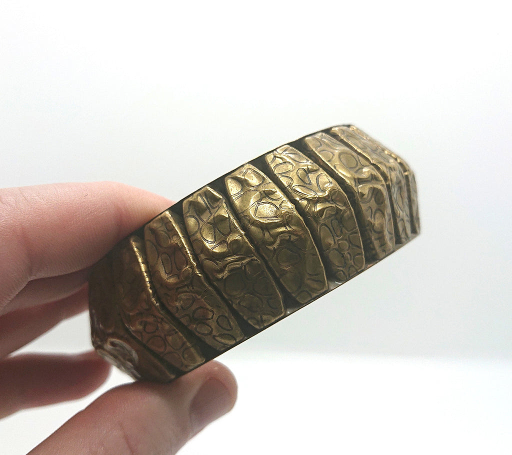Vintage Gold Bangle Chunky Metal Gold Print Bangle oversized Bracelet Costume Jewellery Jewelry
