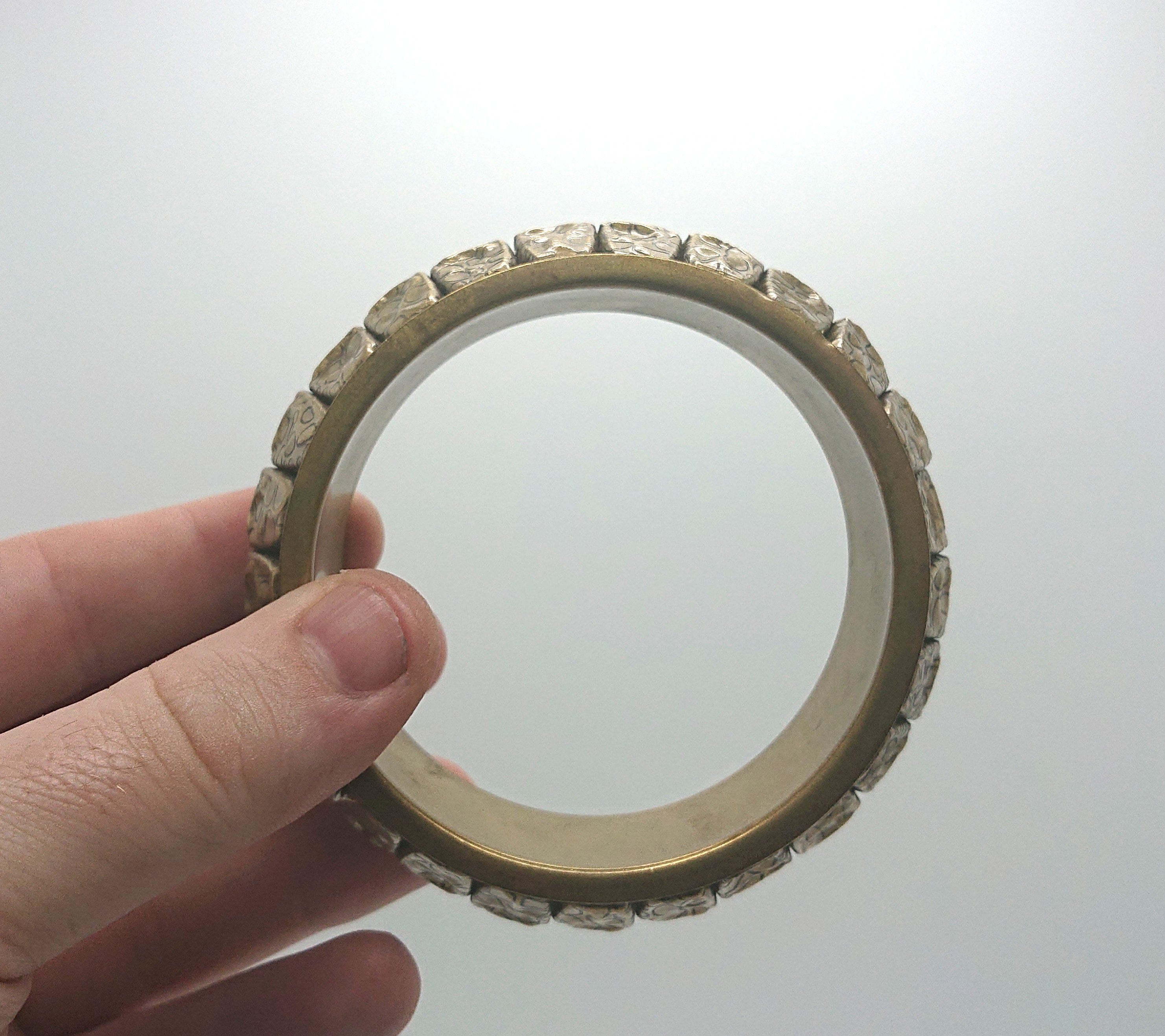 Vintage Gold Bangle Chunky Metal Gold Print Bangle oversized Bracelet Costume Jewellery Jewelry