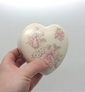 Vintage Heart Shaped Floral Trinket Dish, Aldridge Pottery Lidded Jewelry Box