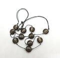 Vintage Glass Beaded Necklace Silver Foil Glass Costume Jewellery Jewelry Black Leather Strap