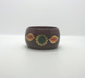 Vintage Chunky Leaf Bangle Floral Wooden Red, Gold and Green Bracelet Boho Hippie Costume Jewellery Jewelry
