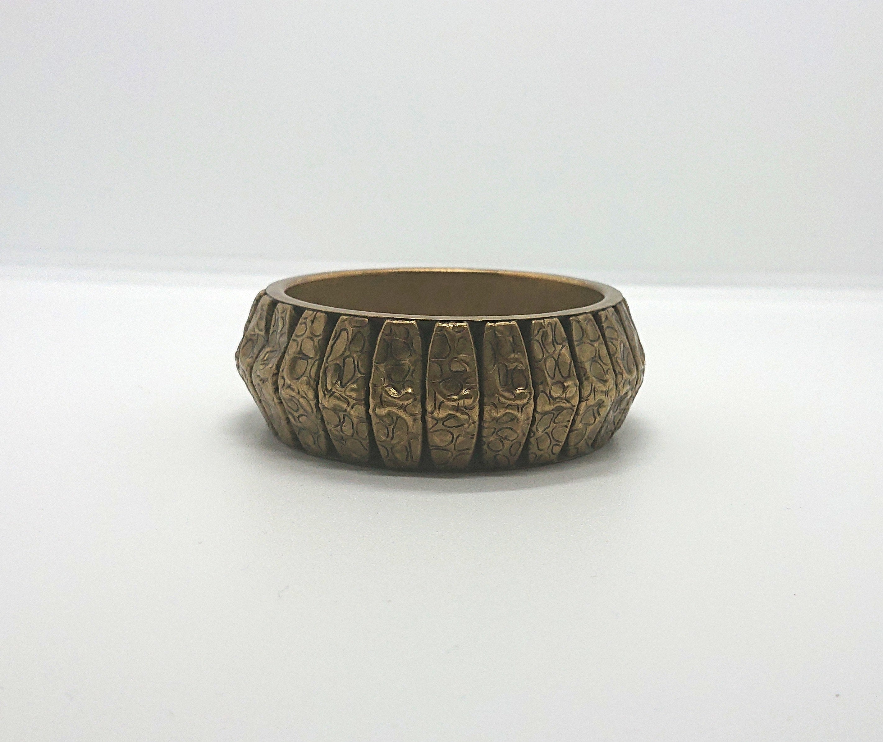 Vintage Gold Bangle Chunky Metal Gold Print Bangle oversized Bracelet Costume Jewellery Jewelry