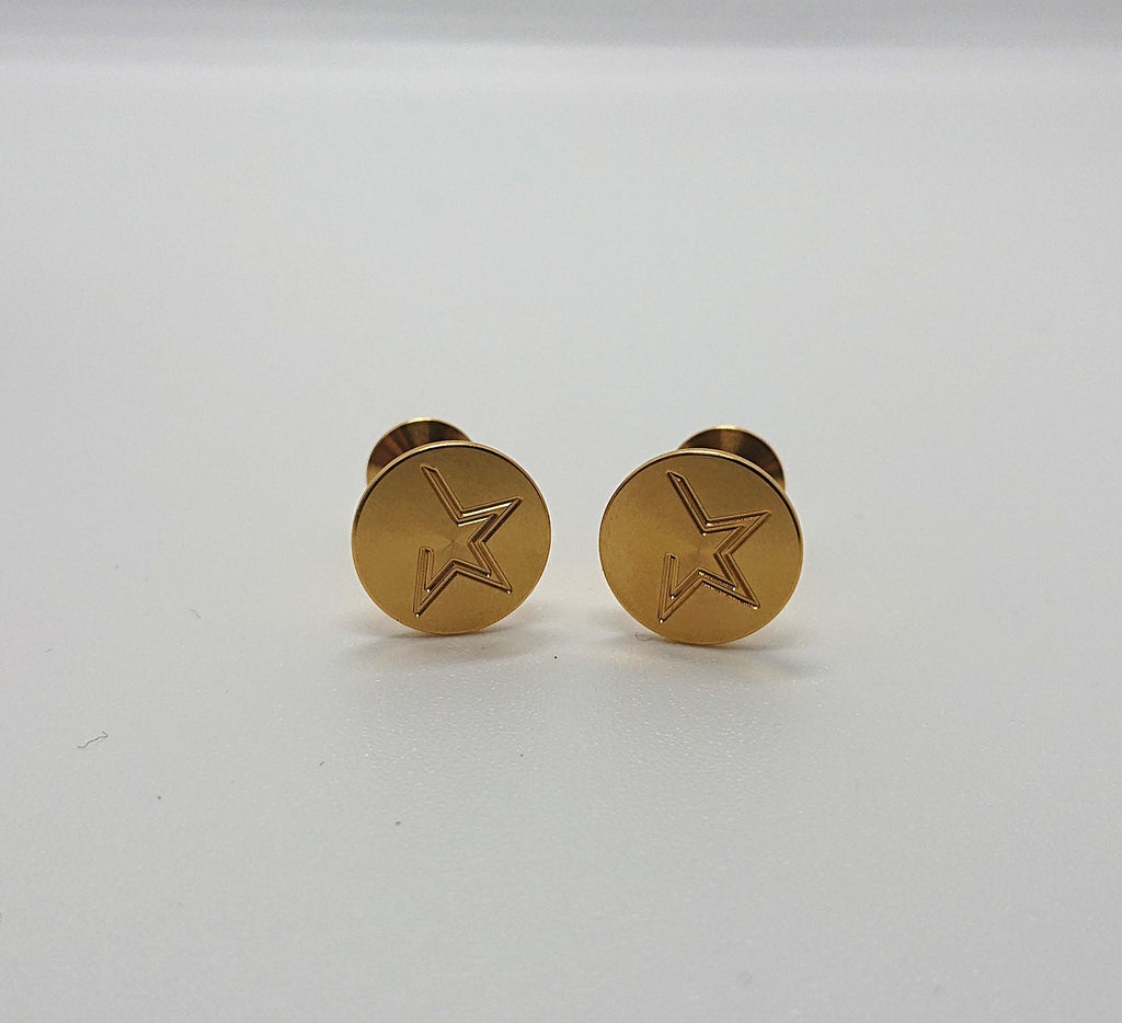 Vintage Boxed Gold Cufflinks Circular Star Gold Tone Metal Mens Cuff Links Jewellery Gift for Him Jewelry