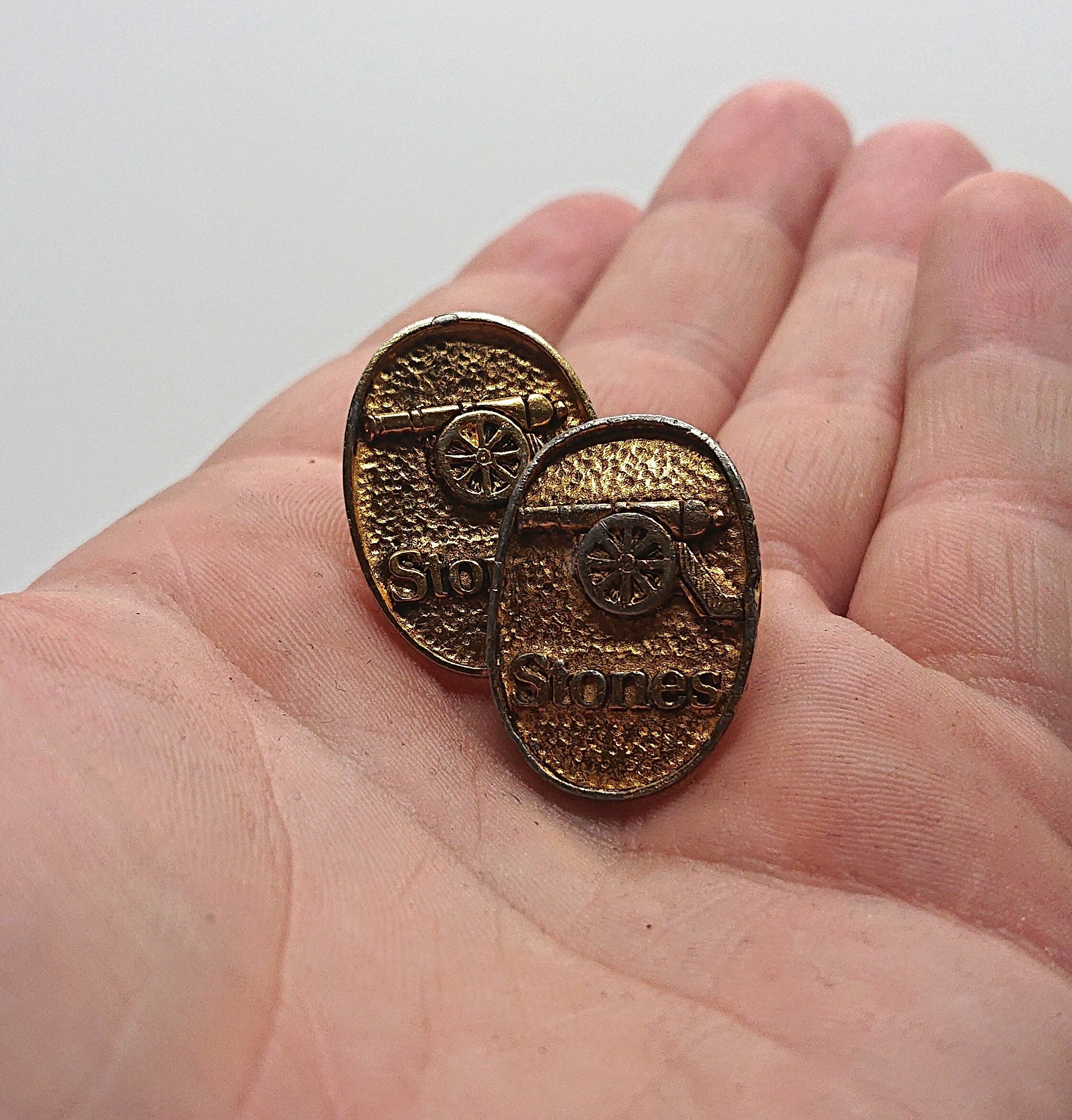 Vintage Stones Gold Cufflinks Original Box Vintage 1970's Cuff Links Silver Tone Metal Costume Jewellery Gift for Him