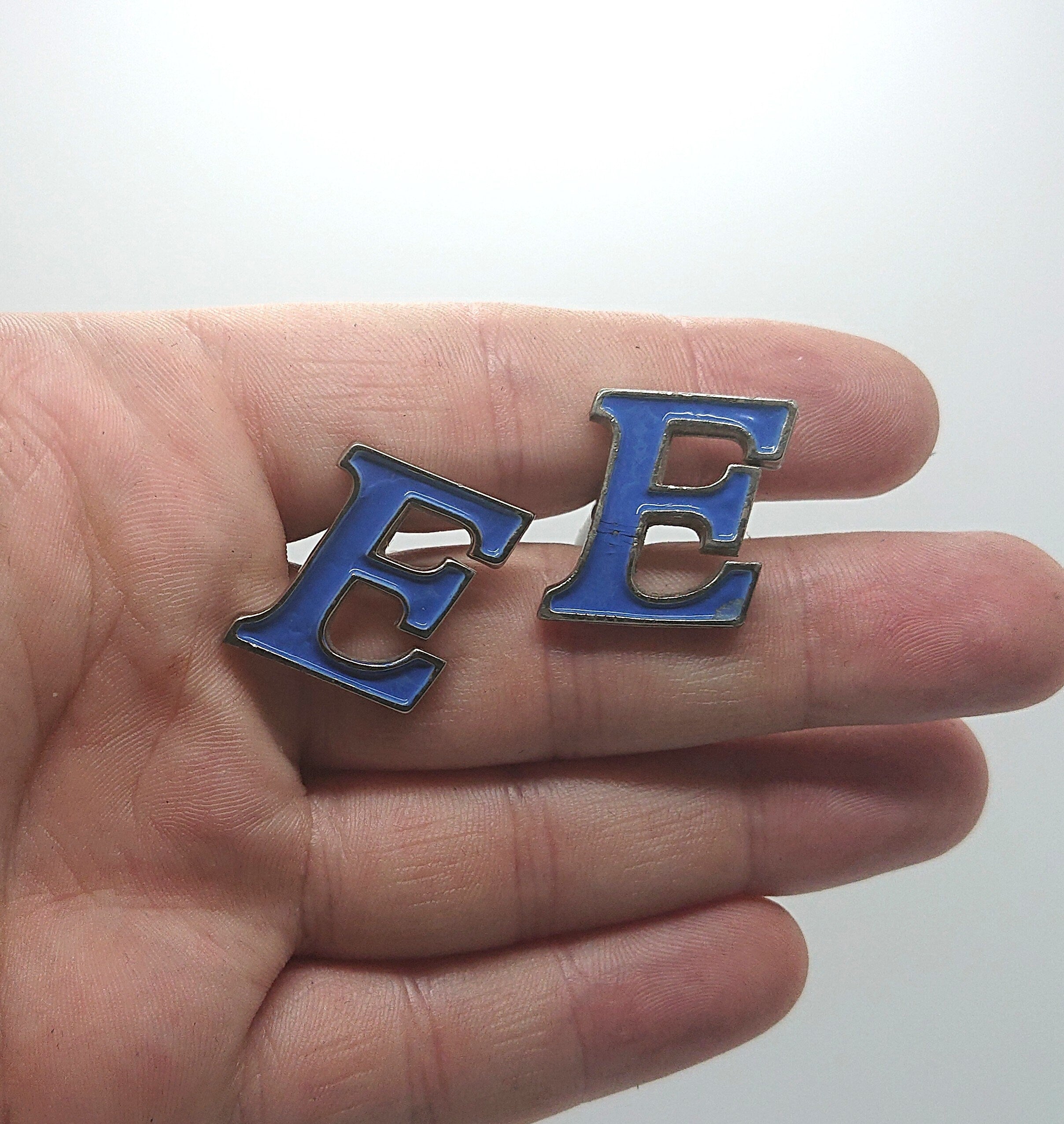 Vintage Cuff Links Initials Novelty Cufflinks E Alphabetical cufflinks  Silver Tone Metal Costume Jewellery Gift for Him Jewelry