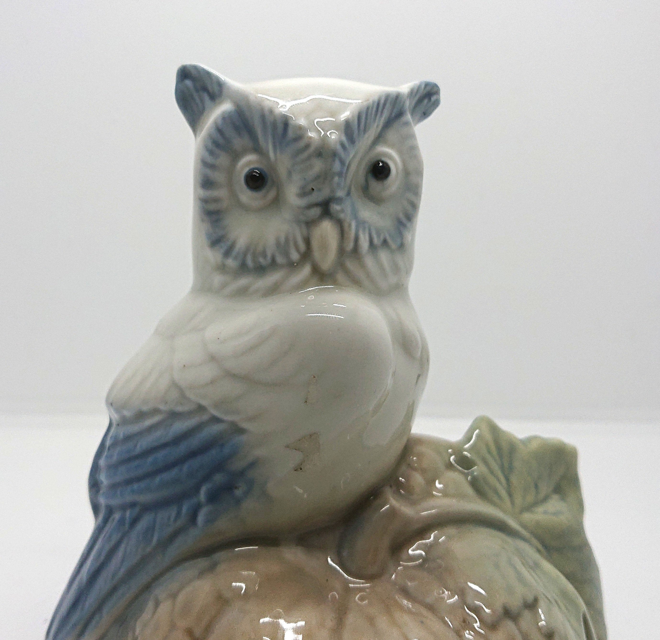 Vintage Ceramic Owl Figurine Tawny Owl Ornament Collectable Decorative Bird Owl  Lladro Style Bird Figure