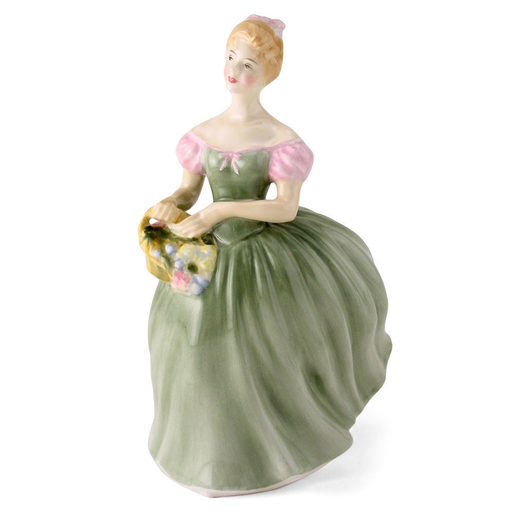 Royal Doulton Clarissa HN 2345 Peggy Davies Classic Series Pretty Lady Figurine Green and Pink by Peggy Davies Bone China Lady  Porcelain