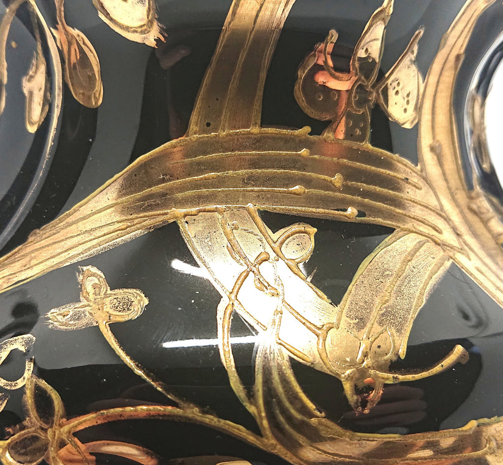 Antique English Victorian Black and Gold Teapot with stand Mourning Jackfield Teapot Gold Gilt Decorative Teapot Collectable Ceramic