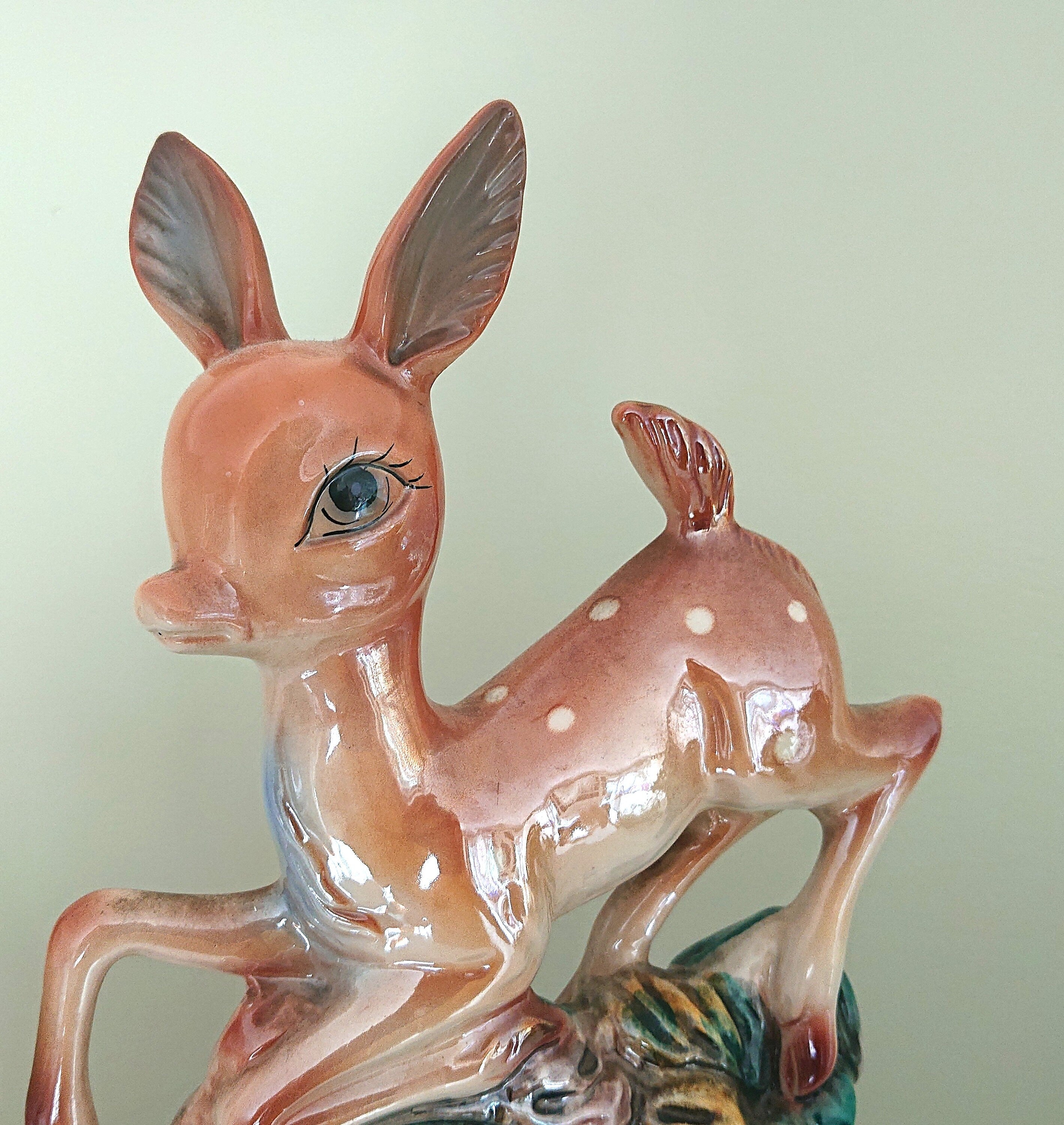 Vintage Deer Clock with Ashtray Ceramic Italian Glazed Clock 1950's Kitsch Bambi Mantel Clock Bambi Mid Century