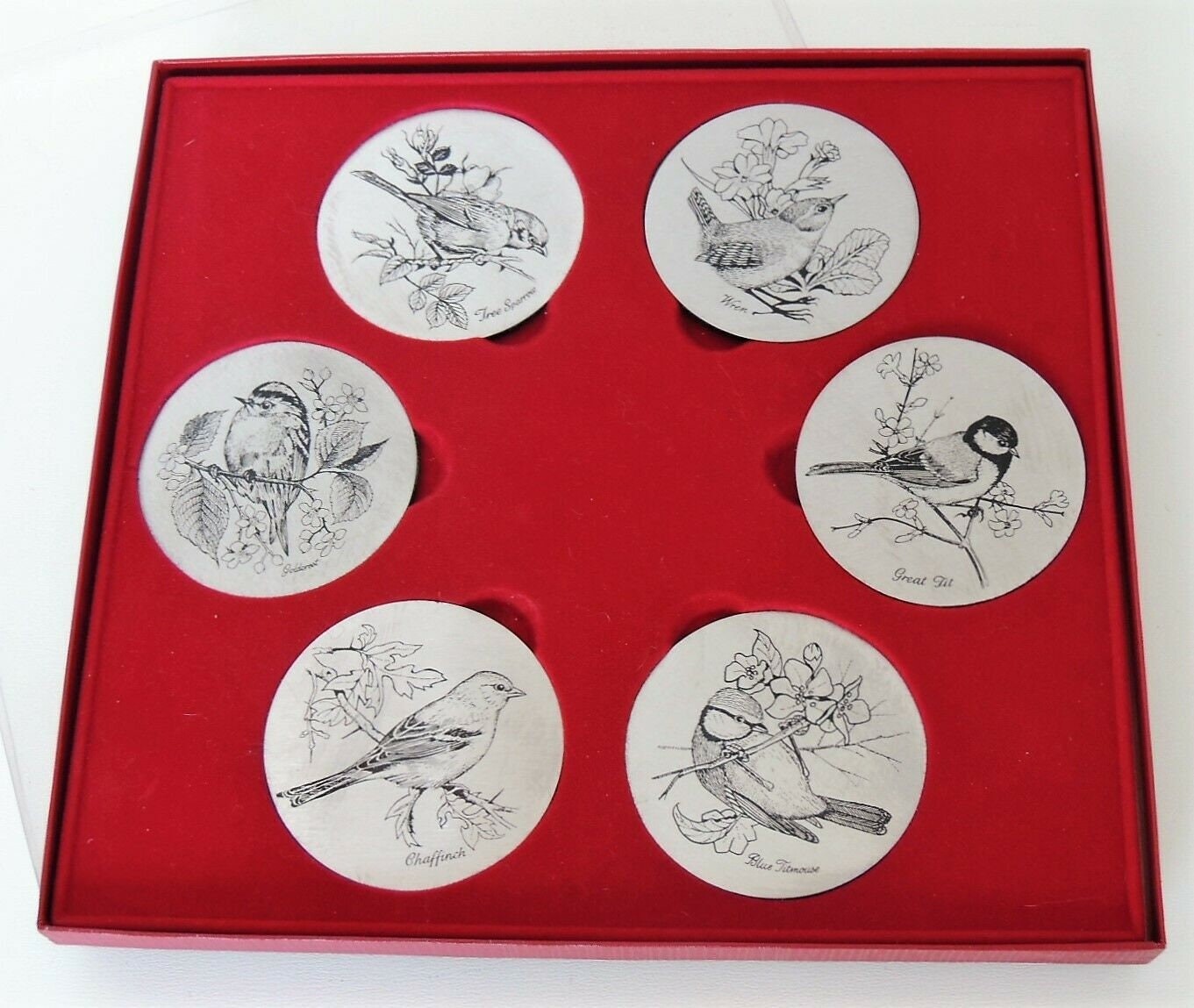 Vintage Stainless Steel Bird Design Drinks Mats by Lewis & Clayton