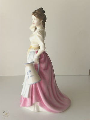 Royal Doulton Figurine Dairy Maid HN4249 Nada Pedley Country Maids Pretty Lady Figurine Lemon, white and pink Dress