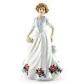 Royal Doulton Figurine Louise HN3888  Royal Doulton Figurine by Nada Pedley Classics White with Flowered Border Lady Porcelain Sculpture