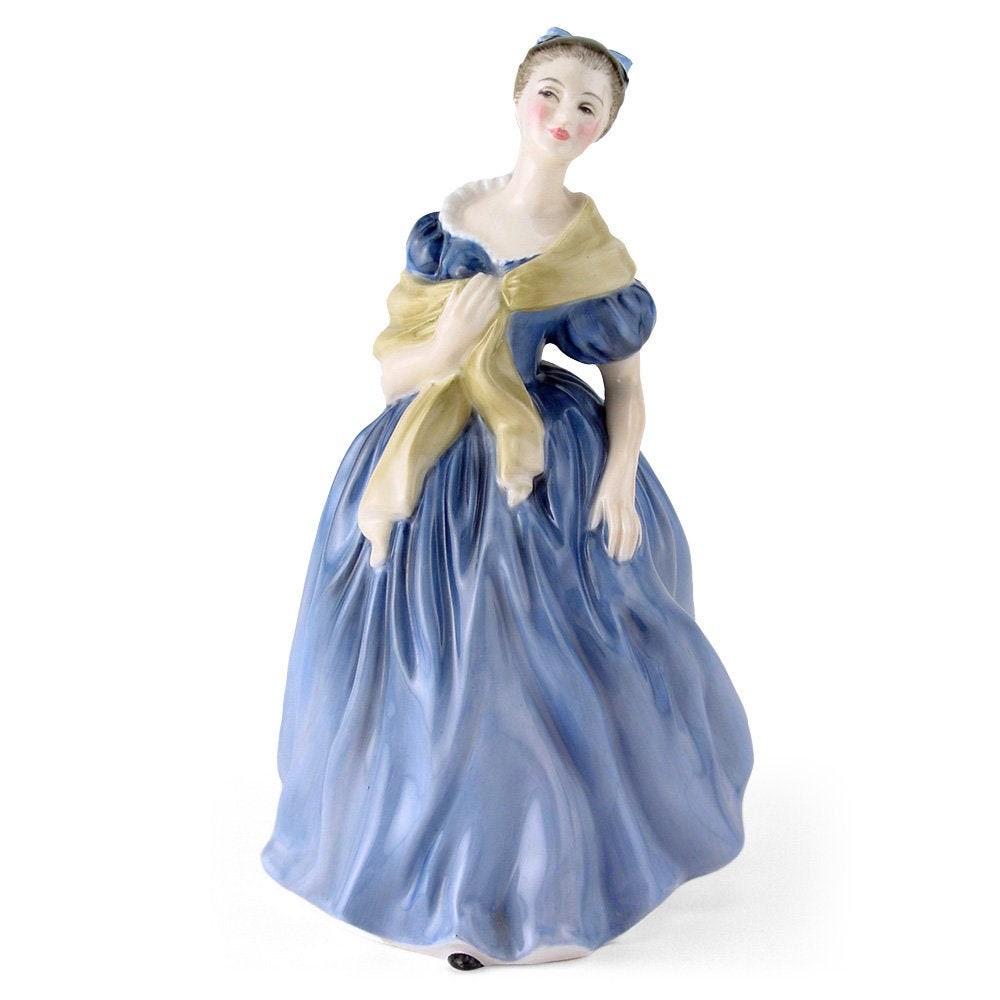 Royal Doulton Figurine Adrienne HN2304  Royal Doulton Figurine  Peggy Davies Classic Blue Dress Porcelain Sculpture Pretty Lady Figure