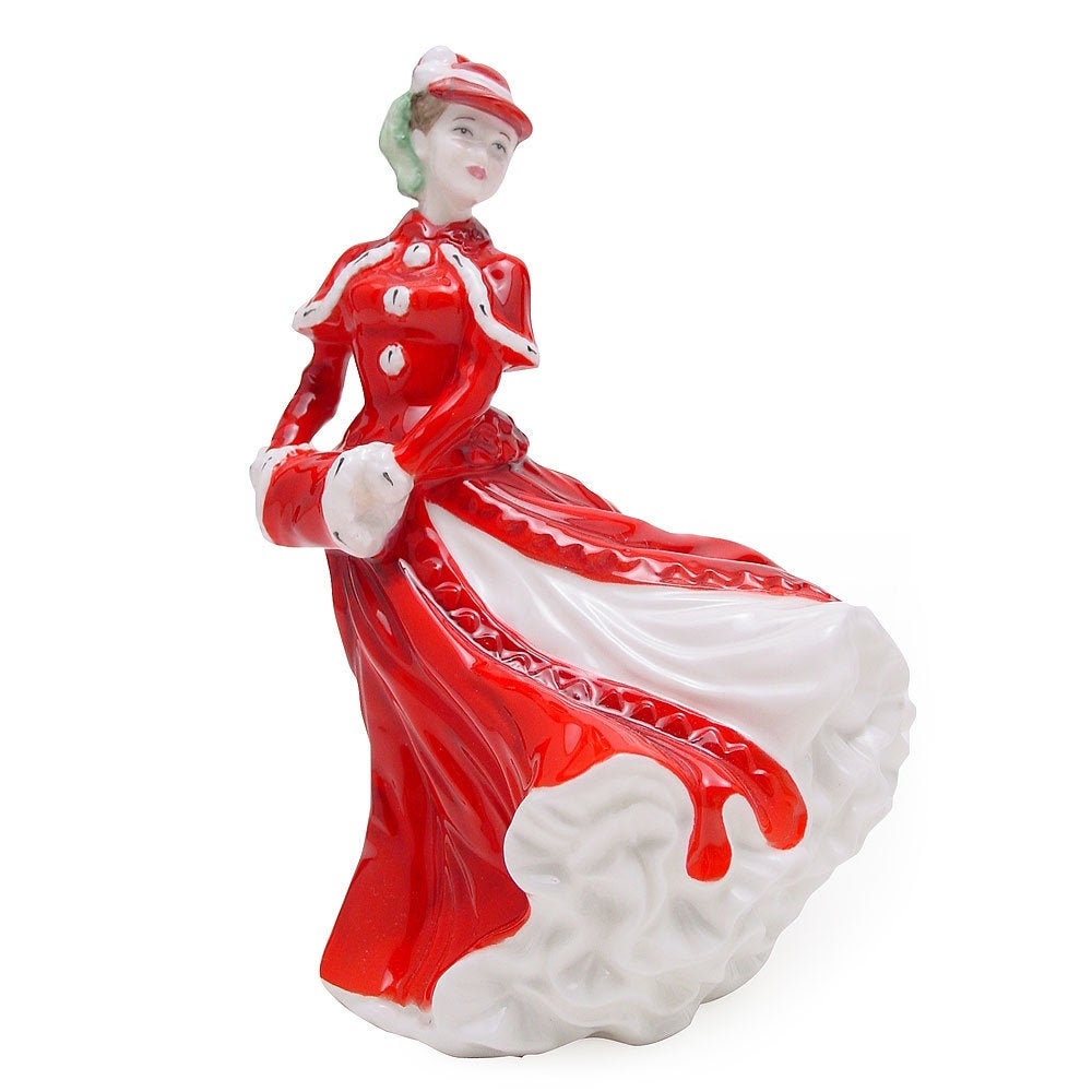 Royal Doulton Figurine  Christmas Day 2003 HN4552  Royal Doulton Figurine Red and white Dress Pretty  Porcelain Sculpture Lady Figure