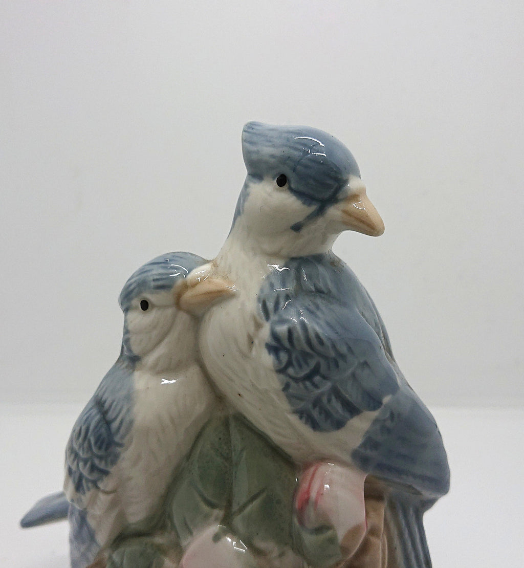 Vintage Blue Bird Figurine, Lladro Style Floral Ornament