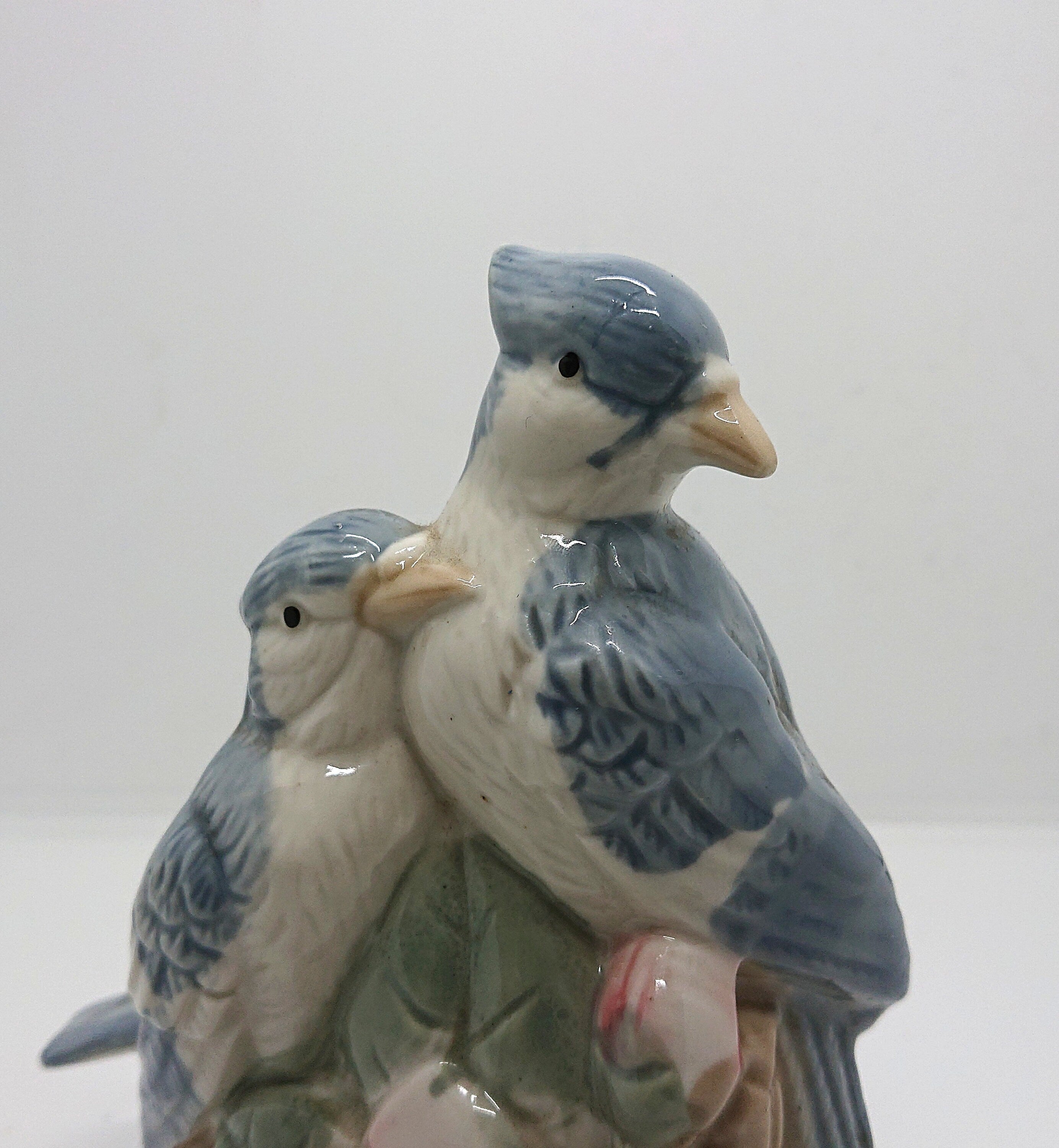 Vintage Blue Bird Figurine, Lladro Style Floral Ornament