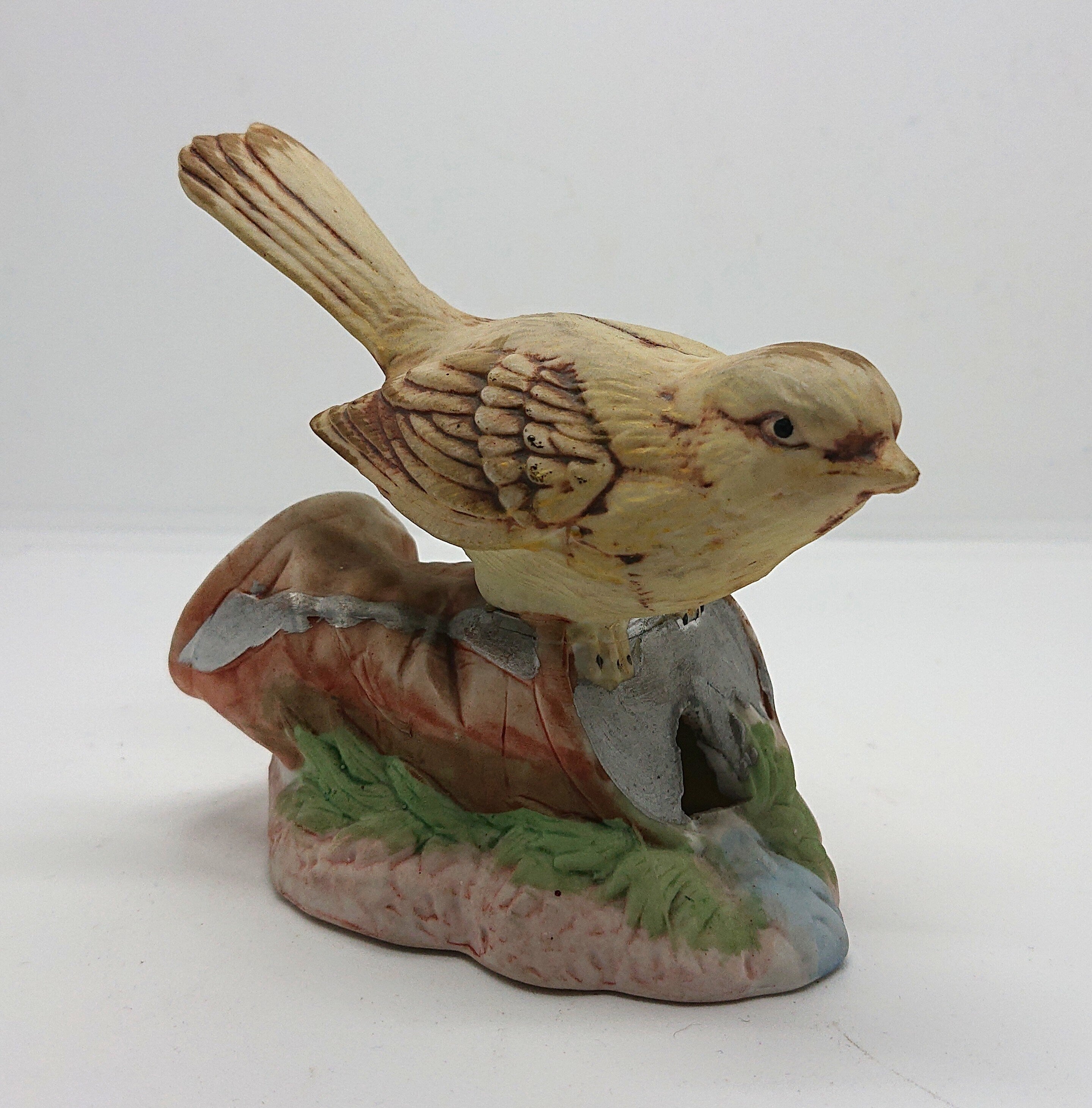 Vintage Bird Figurine on Coca Cola Can Cute Ceramic Porcelain Bird Figure Housewarming Gift Yellow Bird
