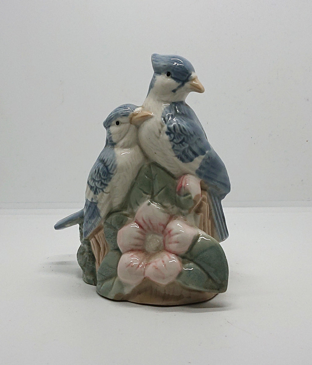 Vintage Blue Bird Figurine, Lladro Style Floral Ornament