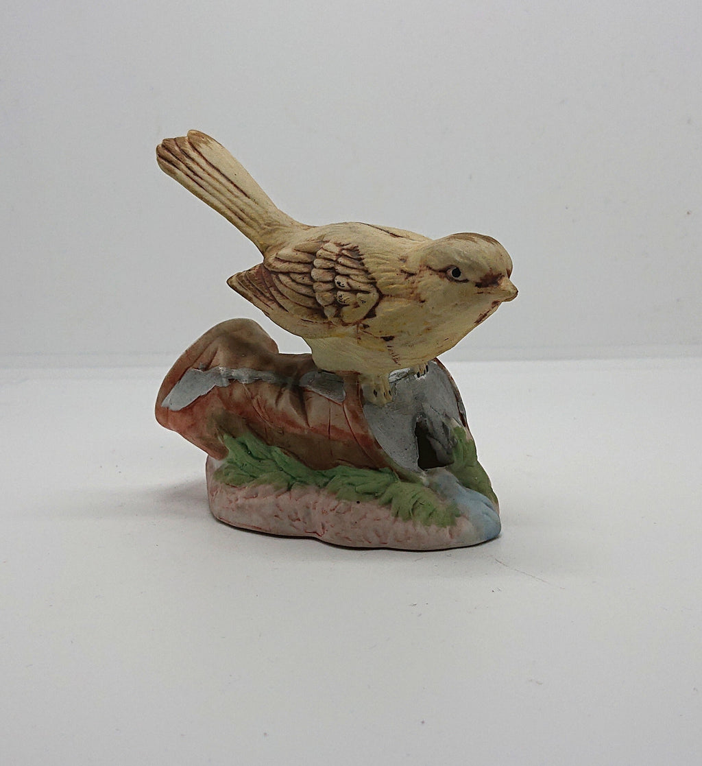 Vintage Bird Figurine on Coca Cola Can Cute Ceramic Porcelain Bird Figure Housewarming Gift Yellow Bird