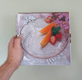 Vintage Dish Studio Nova Boxed Pink Fruit Bowl, Key Dish Glass Bowl Serving Bowl Floral Serving Dish