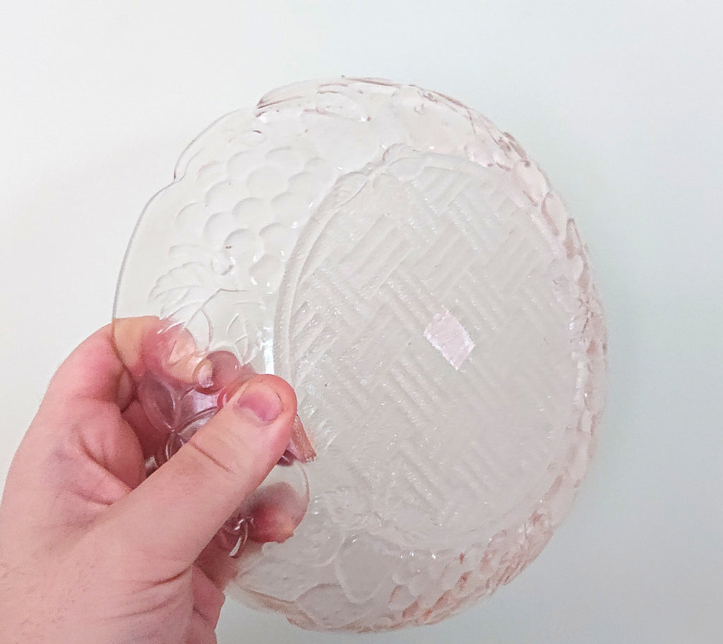 Vintage Dish Studio Nova Boxed Pink Fruit Bowl, Key Dish Glass Bowl Serving Bowl Floral Serving Dish