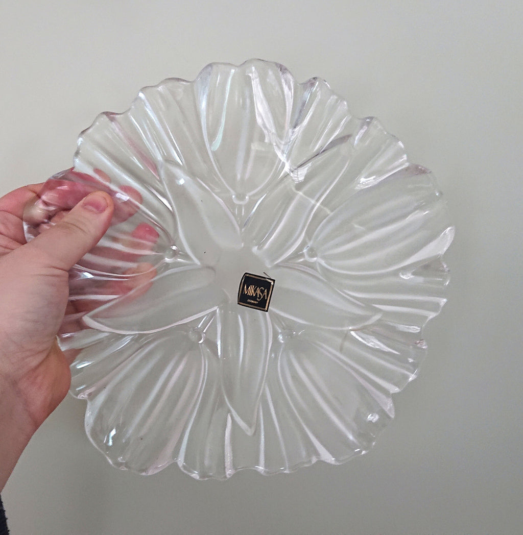 Vintage Dish Studio Nova Boxed Cake Serving Dish Key Dish Glass Bowl Serving Bowl Floral Serving Dish