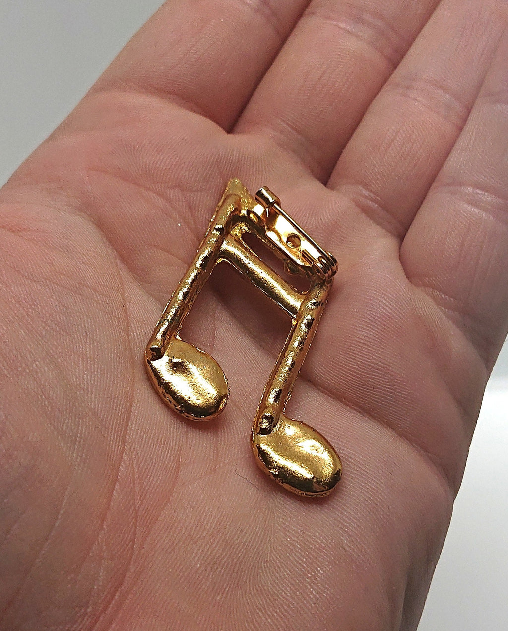 Gold Diamanté Brooch Musical Note Pin Costume Jewellery Vintage Jewelry  Crystal Diamond Pin  Novelty Pin Gold Tone Metal