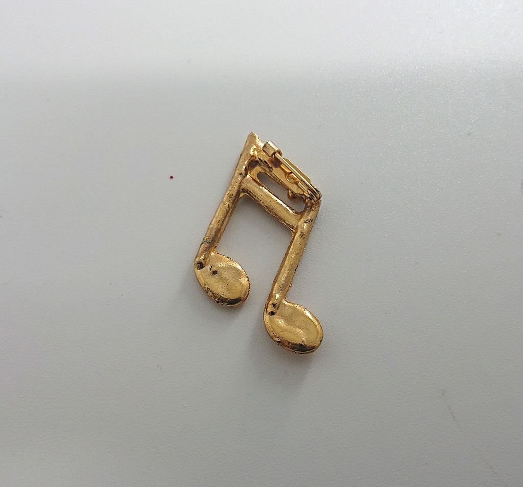 Gold Diamanté Brooch Musical Note Pin Costume Jewellery Vintage Jewelry  Crystal Diamond Pin  Novelty Pin Gold Tone Metal