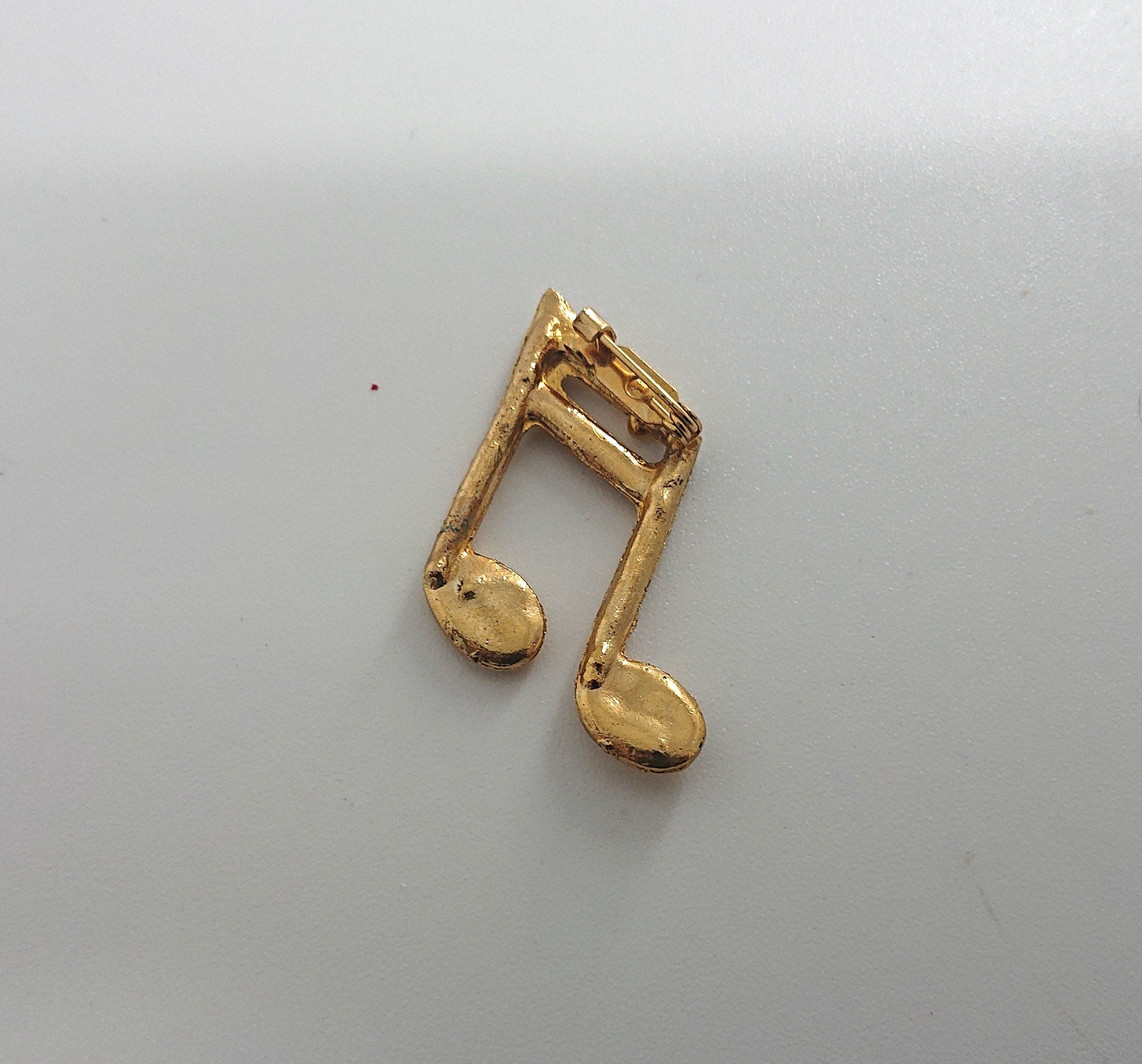Gold Diamanté Brooch Musical Note Pin Costume Jewellery Vintage Jewelry  Crystal Diamond Pin  Novelty Pin Gold Tone Metal