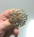 Vintage Gold Floral Brooch Pin Leaf Starburst Costume Jewellery Jewelry Retro Chunky Brooch