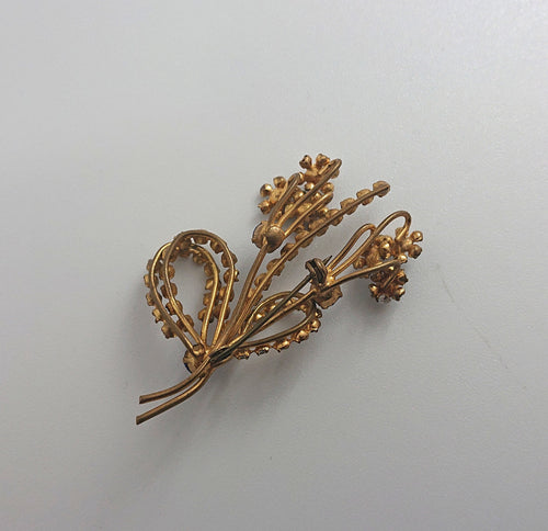 Floral Brooch Vintage Costume Blue and White Rhinestone Floral Spray Brooch Costume Jewellery Jewelry