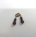 Vintage Beaded Earrings Purple and Blue Beads Latch Back on Earrings Retro Costume Jewellery Jewelry Mid Century