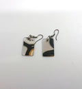 Vintage Square Earrings Dangle Drop Retro Glass Marbled Effect Costume Jewellery Jewelry