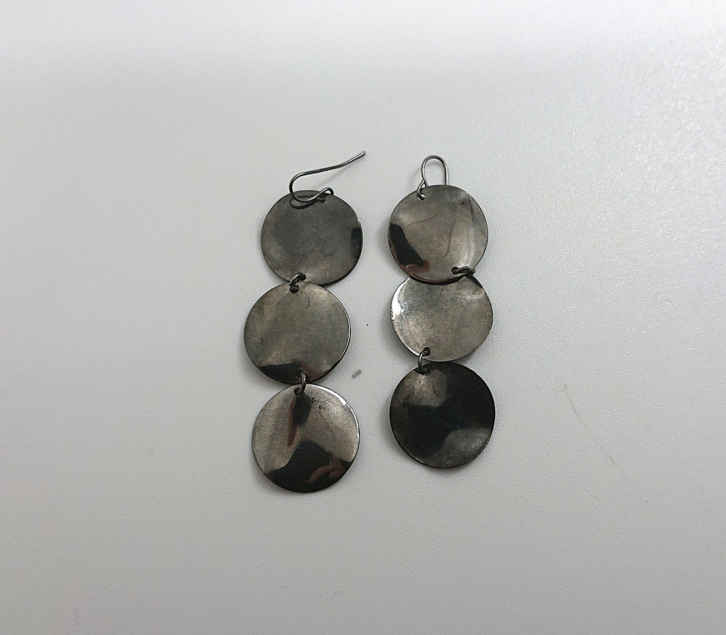 Earrings Vintage Silver Chrome Metal Dangle Drop Earrings Retro Disc Industrial Hook Earrings Costume Jewellery Jewelry