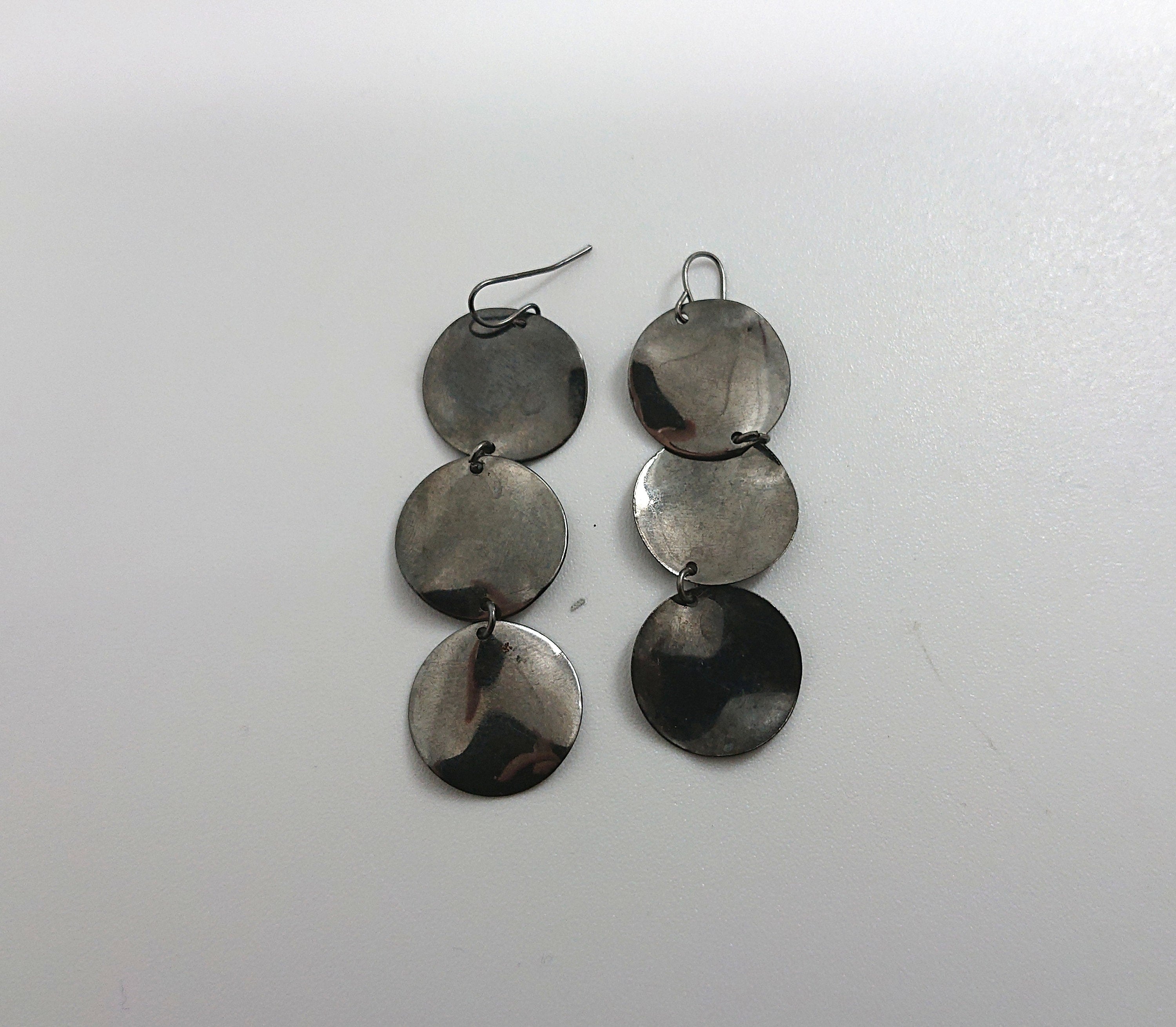 Earrings Vintage Silver Chrome Metal Dangle Drop Earrings Retro Disc Industrial Hook Earrings Costume Jewellery Jewelry