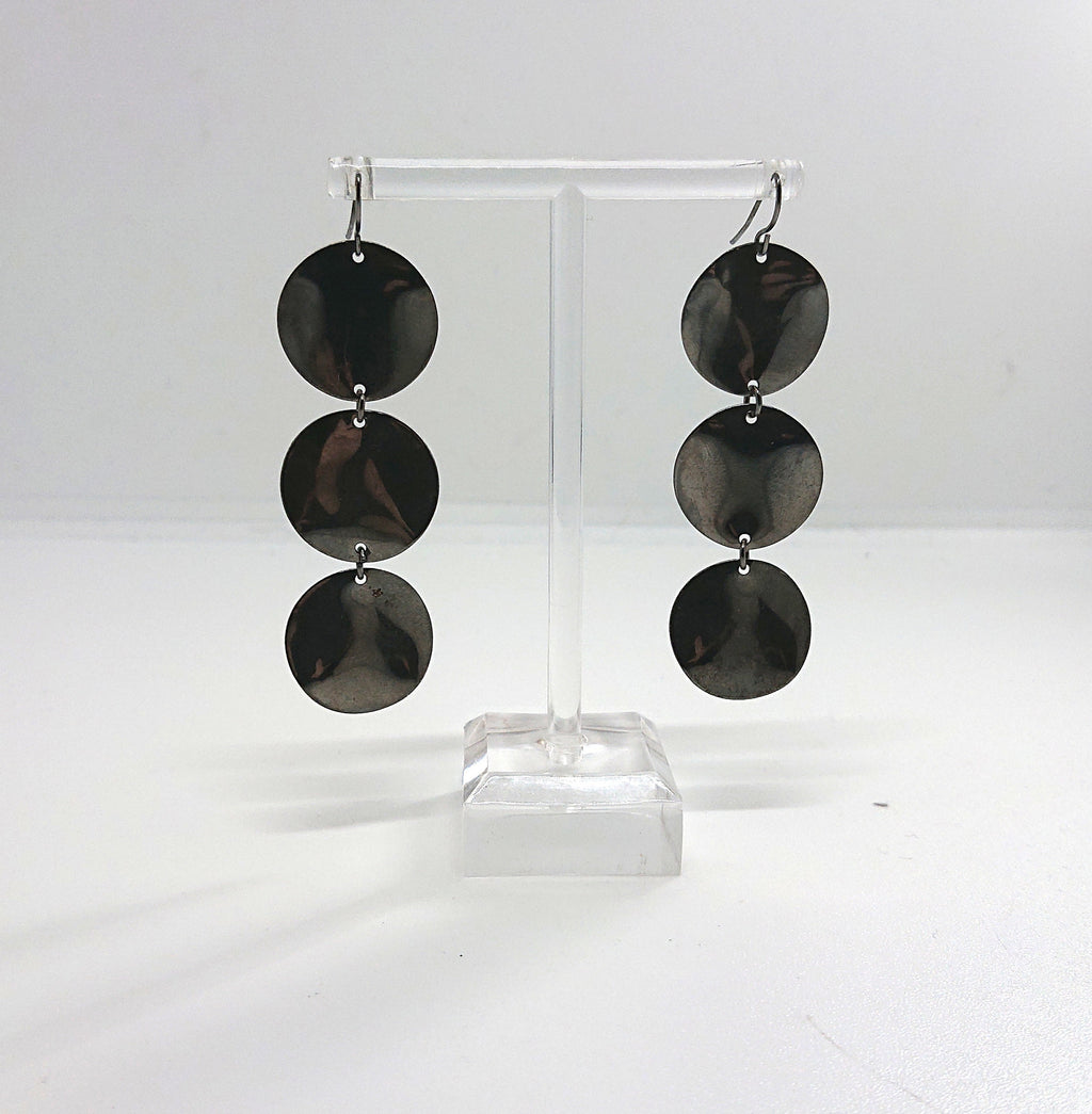 Earrings Vintage Silver Chrome Metal Dangle Drop Earrings Retro Disc Industrial Hook Earrings Costume Jewellery Jewelry