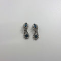 Vintage Sapphire Rhinestone Drop Earrings, Gold Tone Costume Jewelry