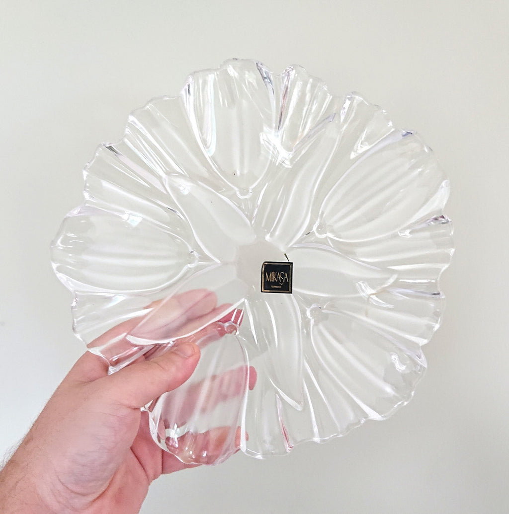 Vintage Dish Studio Nova Boxed Cake Serving Dish Key Dish Glass Bowl Serving Bowl Floral Serving Dish