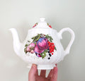 Vintage Teapot Floral purple/red floral fruit grape Ceramic Afternoon Tea Country Cottage